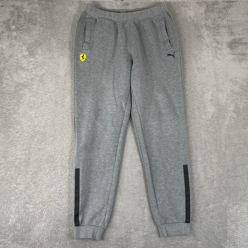 Ferrari Puma Joggers Mens Large Gray Scuderia Motorsport F1 Tapered Sweatpants